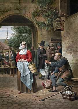 Old Market Scene Painting