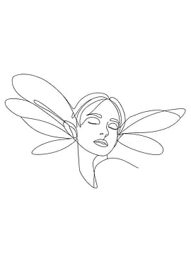 Minimalist Fairy Line Art