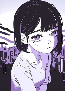 Anime Girl with Purple Eyes