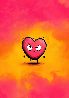 Angry Heart Cartoon Character