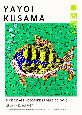 Yayoi Kusama Fish Art Poster