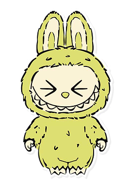 Cartoonish Green Monster with Bunny Ears