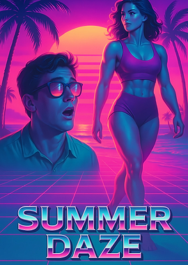 Summer Daze Retro Beach Scene