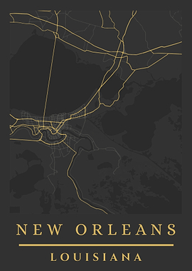 New Orleans Louisiana City Map Art