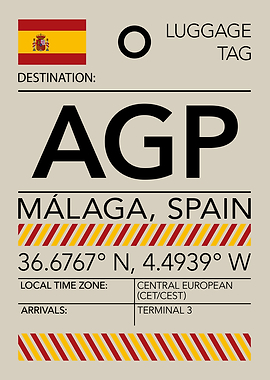 AGP Malaga, Spain Airport Luggage Tag