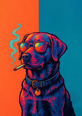 Cool Dog with Sunglasses and Cigarette