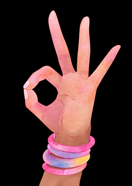 Watercolor Hand Gesture with Bracelets