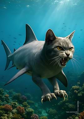 Cat-Shark Hybrid Underwater Creature