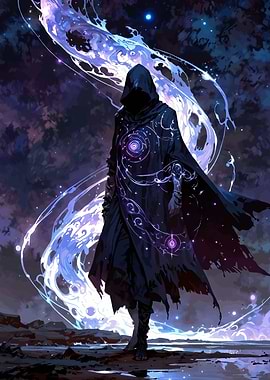 Hooded Figure with Cosmic Cloak