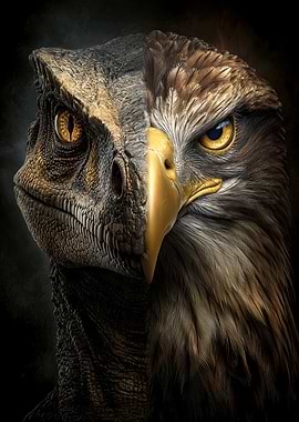 Dinosaur and Eagle Hybrid Portrait