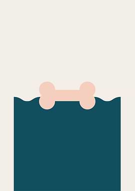Minimalist Bone in Water Illustration