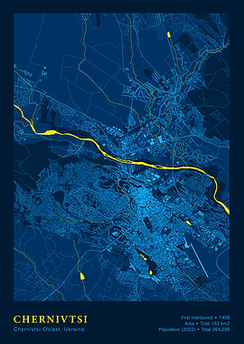 Chernivtsi, Ukraine City Map