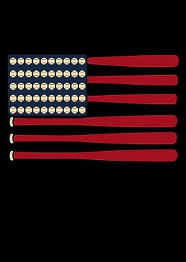 Baseball American Flag Art