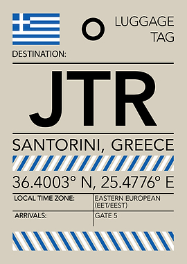 JTR Santorini, Greece Airport Luggage Tag