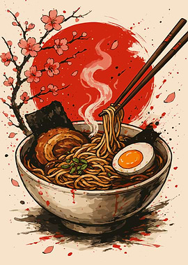 Ramen Bowl with Cherry Blossoms