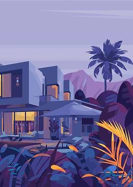 Modern Villa with Tropical Landscape