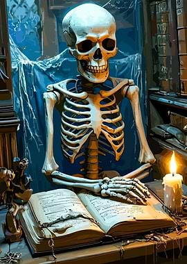 Skeleton Reading by Candlelight