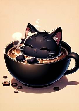 Cat in Coffee Cup