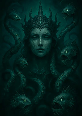 Sea Queen with Tentacles and Fish