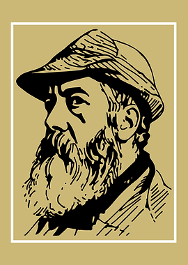 Bearded Man Portrait in Black and Beige