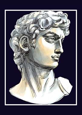 David Statue Watercolor Illustration