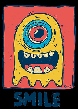 Smiling One-Eyed Monster Illustration