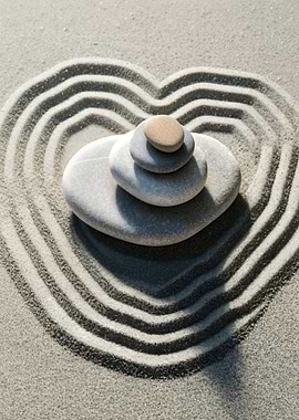 Zen Stones Heart Sand