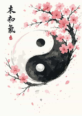 Yin Yang with Cherry Blossoms