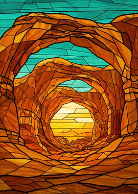 Stained Glass Desert Arch Landscape