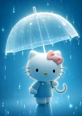 Hello Kitty in the Rain