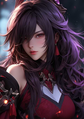 Anime Girl Portrait with Red Dress