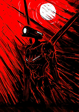 Red and Black Robot Illustration