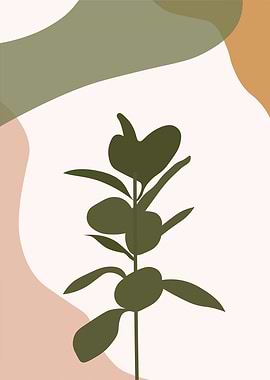 Minimalist Plant Art with Abstract Shapes