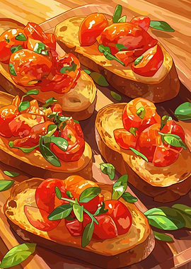 Bruschetta with Tomatoes and Basil