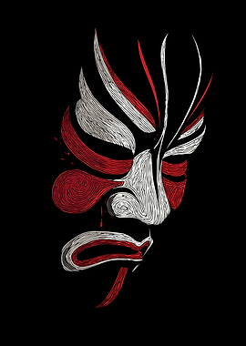 Kabuki Mask Illustration