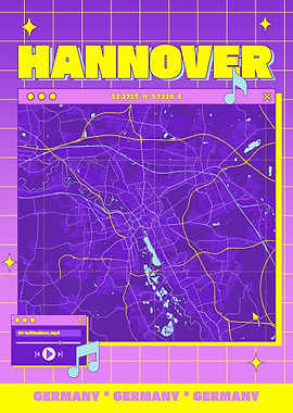 Hannover Map Retro Style Poster