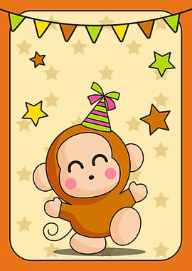 Cartoon Monkey Party