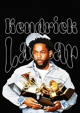 Kendrick Lamar with Grammy Awards