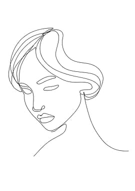 Minimalist Fantasy Woman Portrait Line Art