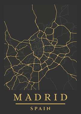 Madrid, Spain City Map Art