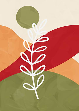 Abstract Floral Art with Earth Tones