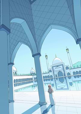 Mosque with Woman in Hijab