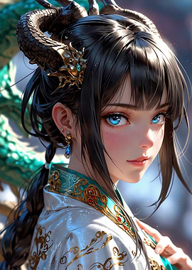 Anime Girl with Dragon Horns