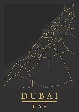 Dubai, UAE Map Art