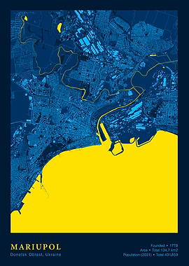 Mariupol, Ukraine Map Art