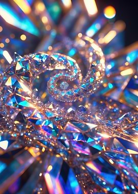 Iridescent Crystal Spiral - Prismatic Gemstone 3D Render