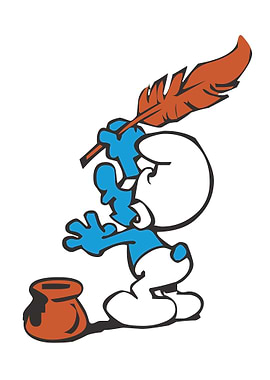 Smurf Writing with Feather Quill