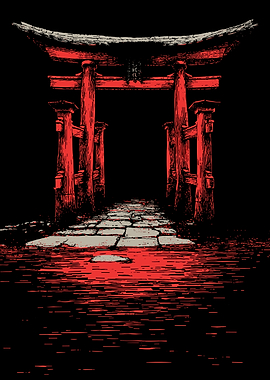Red Torii Gate Illustration
