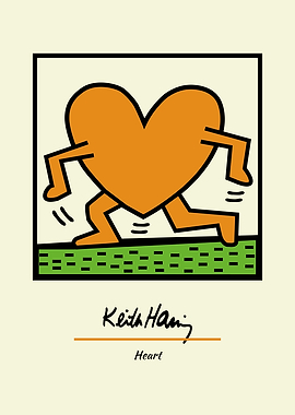 Keith Haring Heart Running Illustration