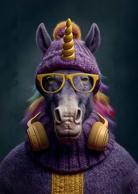 Hipster Unicorn Portrait